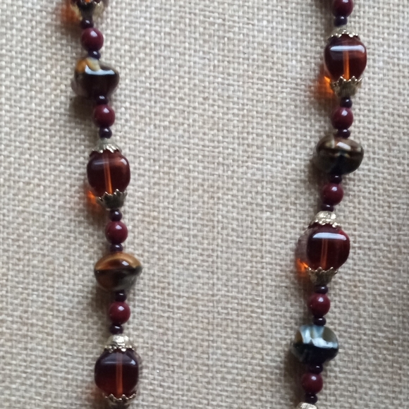 Erwin Pearl Amber /Orange Glass Beaded Rare Vintage Signed Necklace - Picture 10 of 14